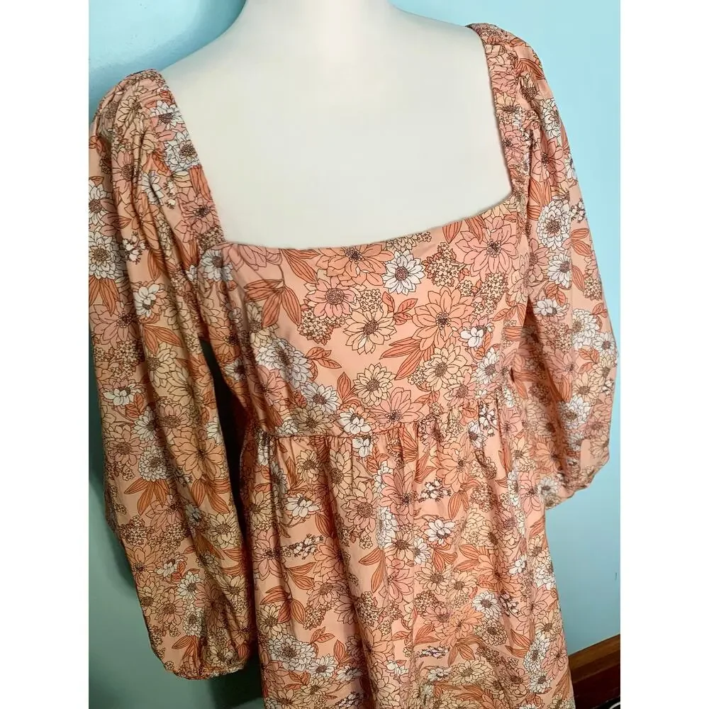 J. Crew Squareneck Cotton Poplin Dress in Zinnia Floral Size Large